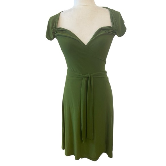 Norma Kamali Womens Green Stretch Wrap Dress - Picture 1 of 6